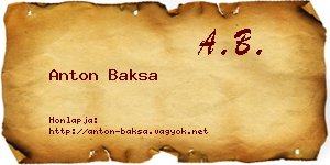Anton Baksa névjegykártya